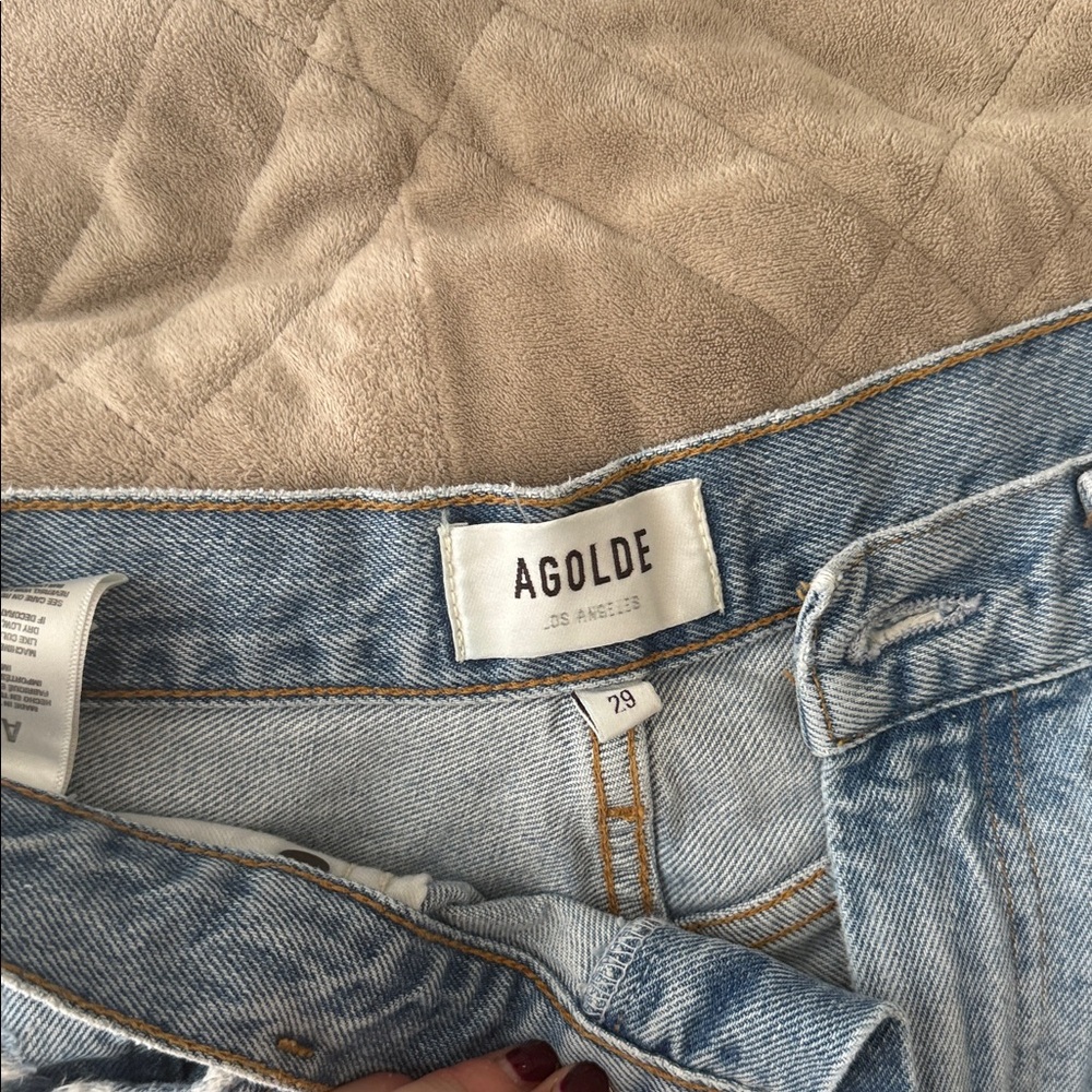 Agolde Cropped High-Rise Straight Jeans - Light Wash Blue - Riptide - Picture 3 of 5